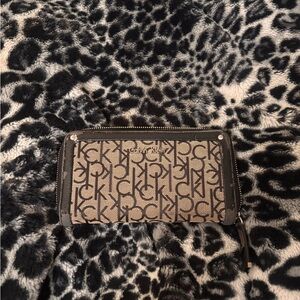 Calvin Klein Black and Brown Monogram Wallet